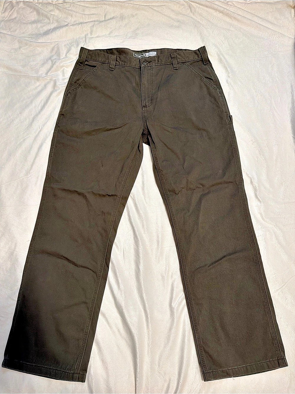 Carhartt Relaxed Straight Twill Dungaree Cargo Pants Brown Waist 36 x 30